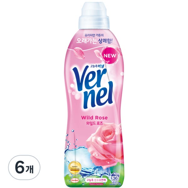 버넬 섬유유연제 와일드 로즈 본품 6개 900ml