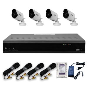 화인츠 500만화소 4채널 CCTV 자가설치 세트 패키지 실외 카메라4개 20m 2TB