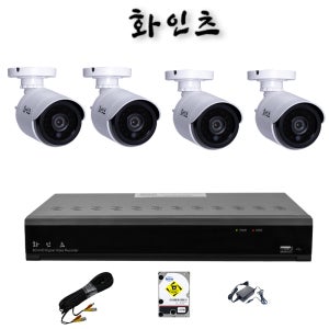 화인츠 500만화소 CCTV 자가설치 세트 패키지 실외 가정용 4채널 카메라 4개 매장