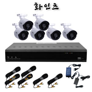 화인츠 500만화소 8채널 CCTV 자가설치 세트 실외6 20m케이블 방범 매장HDD미포함