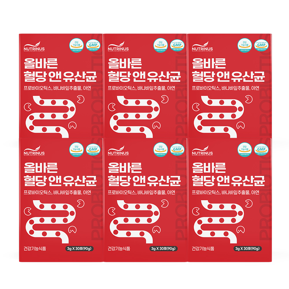 올바른 혈당 앤 유산균 프로바이오틱스 귀리식이섬유 분말 30포X6통