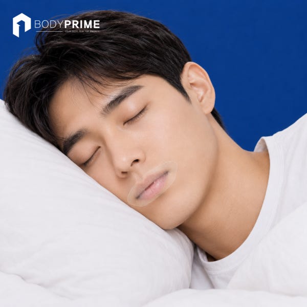 (질식방지 안전홀) 바디프라임 입벌림 방지 코골이 테이프 입 막음 수면 밴드 구강 호흡