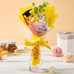 유치원 졸업식 꽃다발 학사모 비누꽃 롤리팝 사탕 스마일 졸업 선물