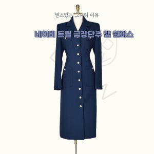 (대여)네이비 상견례룩 하객원피스 촬영의상 면접복 칼라넥 금장버튼 아나운서룩 행사옷 트윌