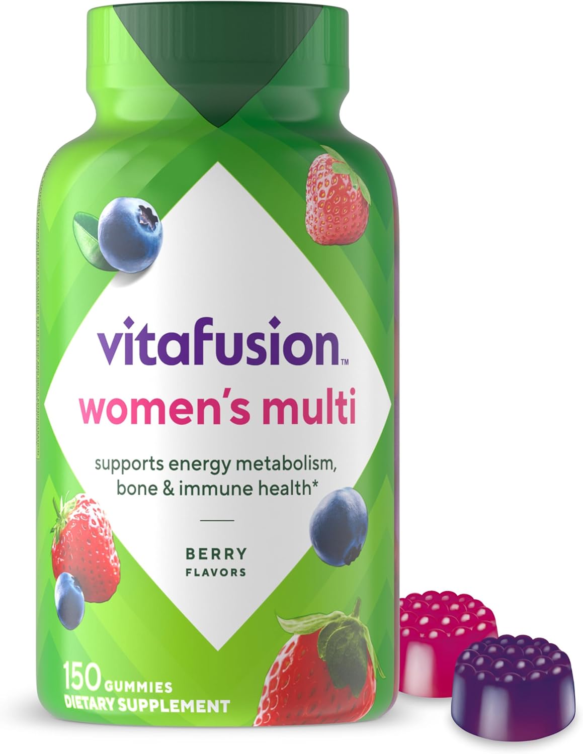 <b>VitaFusion</b> <b>비타퓨전</b> 여성용 데일리 종합비타민 천연 베리 맛 구미젤리 150개