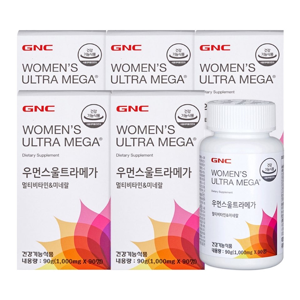 GNC 우먼스울트라메가 1,000mg 90정 45일분 5SET <b>피로회복</b>