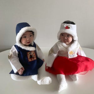 포크칩스 설빔 연지곤지 한복슈트 여아 남아 아기 설 명절옷