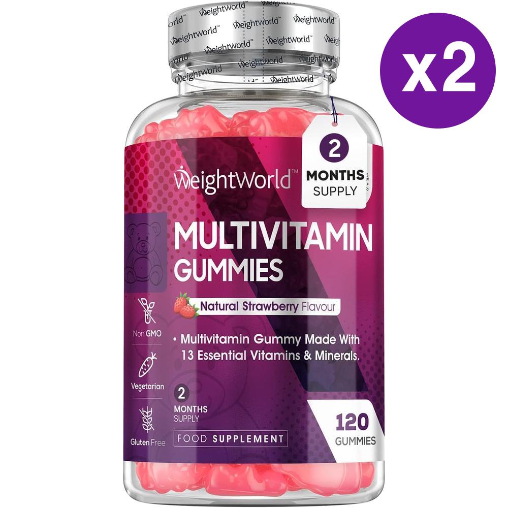 WeightWorld <b>웨이트월드</b> 성인 <b>종합 비타민</b> 미네랄 딸기맛 120 구미 2 팩