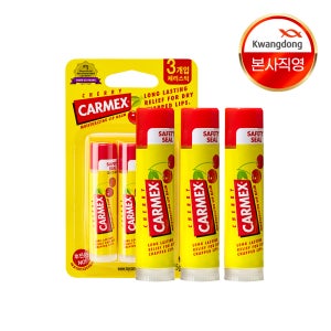 [4.25g X 3개입] 카멕스 체리 립밤 스틱 투명, 12g