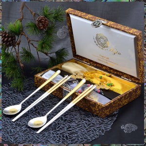 NEW쌍학금부 진공은수저세트 / 정년퇴직선물 퇴임기념품 해외바이어 창립10주년 단체선물