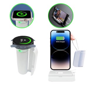 듀얼충전 미니 거치 보조배터리4500mAh 갤럭시워치 애플워치 휴대폰 무선/일체형/충전선