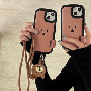 아이폰 브라운 팔찌 스트랩 베어 이모티콘 폰 검은 뿔피리 12 프로맥스 미니 케이스