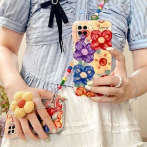 갤럭시 유화 플라워 스트랩 A72 A22 A52 와이드5 목걸이 업 울트라 플러스 케이스