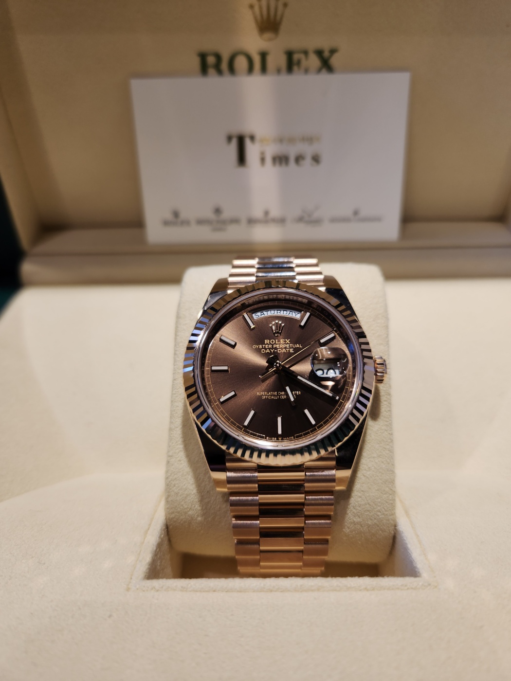 ROLEX 롤렉스 데이데이트 40 초코바인덱스 2023년식 새상품