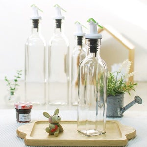 글라스 사각큐비 오일 소스병250ml(2P세트)/시럽 기름 간장 양념 식용류 유리