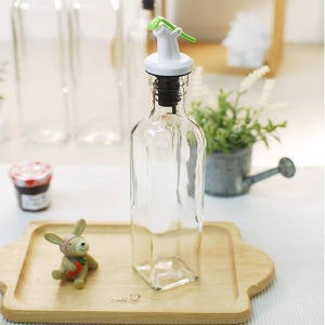 글라스 사각큐비 오일 소스병500ml(2P세트)/시럽 기름 간장 양념 식용류 유리