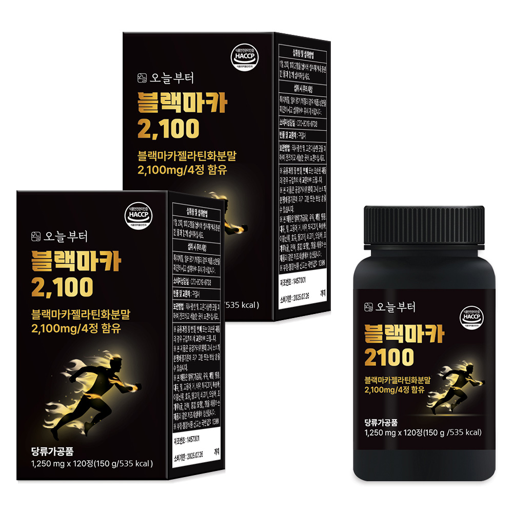 오늘부터 블랙마카2100 흑마늘 야관문 흑삼 고함량 120정, 2개