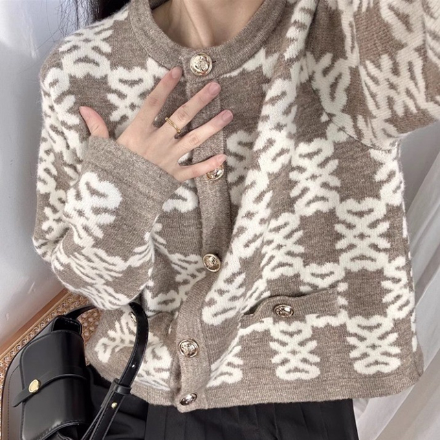라운드 앙고라 가디건 모노그램 울 니트 가디건