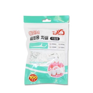 웨이브 일회용치실 리필용 손잡이 치간 치실 100개입