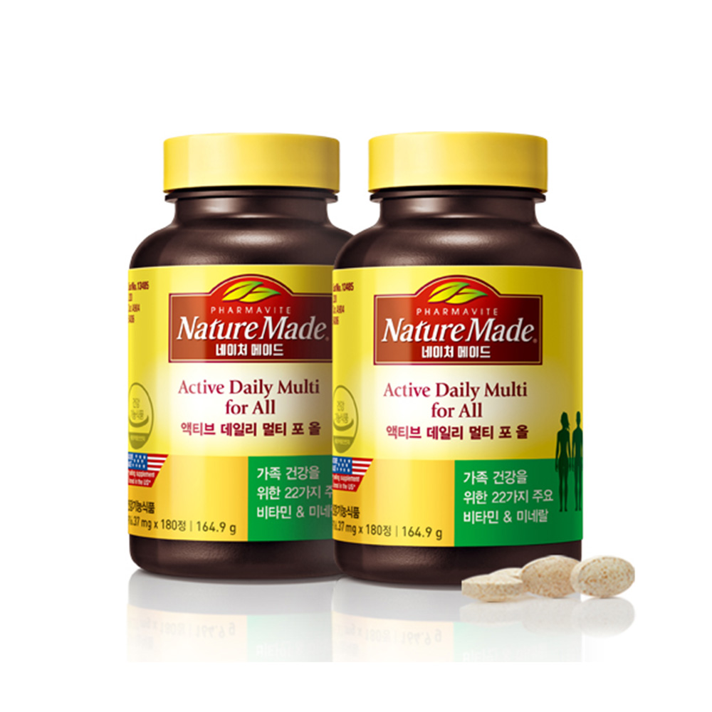 네이처메이드 <b>액티브 데일리 멀티 포 올</b> 180캡슐, 2개