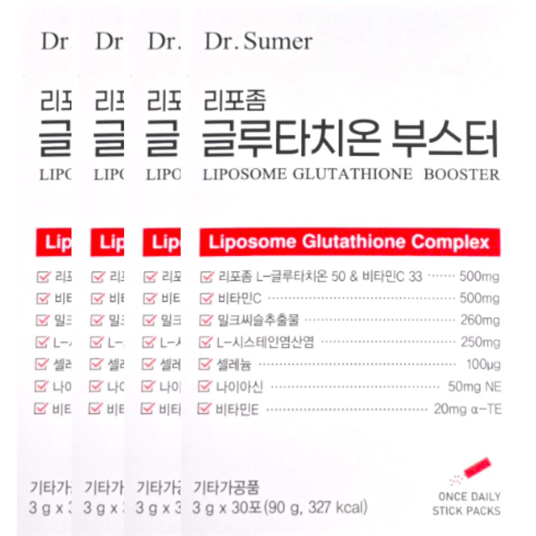 닥터슈머 영국산 <b>비타민</b> 밀크씨슬 리포조말 글루타치온 부스터 3g x 30포 x 4박스 4개월분