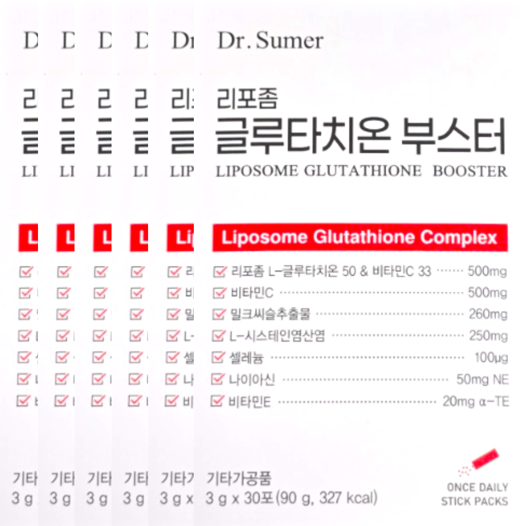 닥터슈머 영국산 <b>비타민</b> 밀크씨슬 리포조말 글루타치온 부스터 3g x 30포 x 6박스 6개월분