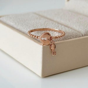 14k 18k 하트 자물쇠 딸랑이반지 애끼링