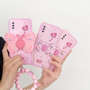 갤럭시 액상 싱글 A51 실리콘 핑크 SM-A515 팔찌 쑨이 나비 폰케이스
