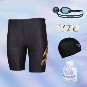 아레나 수경 아레나 수모 남자 실내수영복 세트 남성 빅사이즈 일반용 4부 5부 1932-M