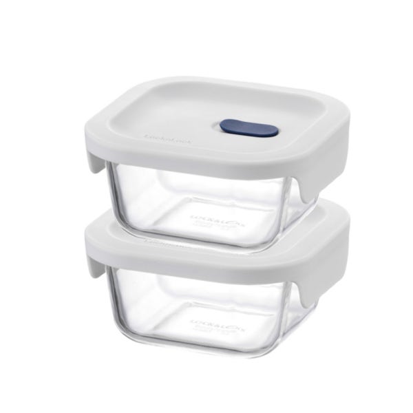 락앤락 탑클라스 실리콘 유리 밀폐용기 반찬통 정사각 300ml 1+1, 총2P