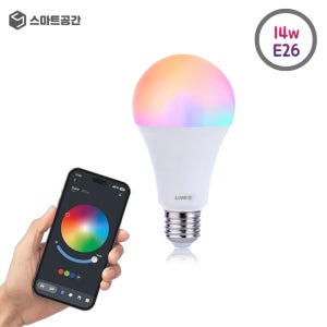 스마트공간 IoT 블루투스 전구 - IoT팝 LED 조명 밝기 조절 비컨 14W, 컬러표준전구