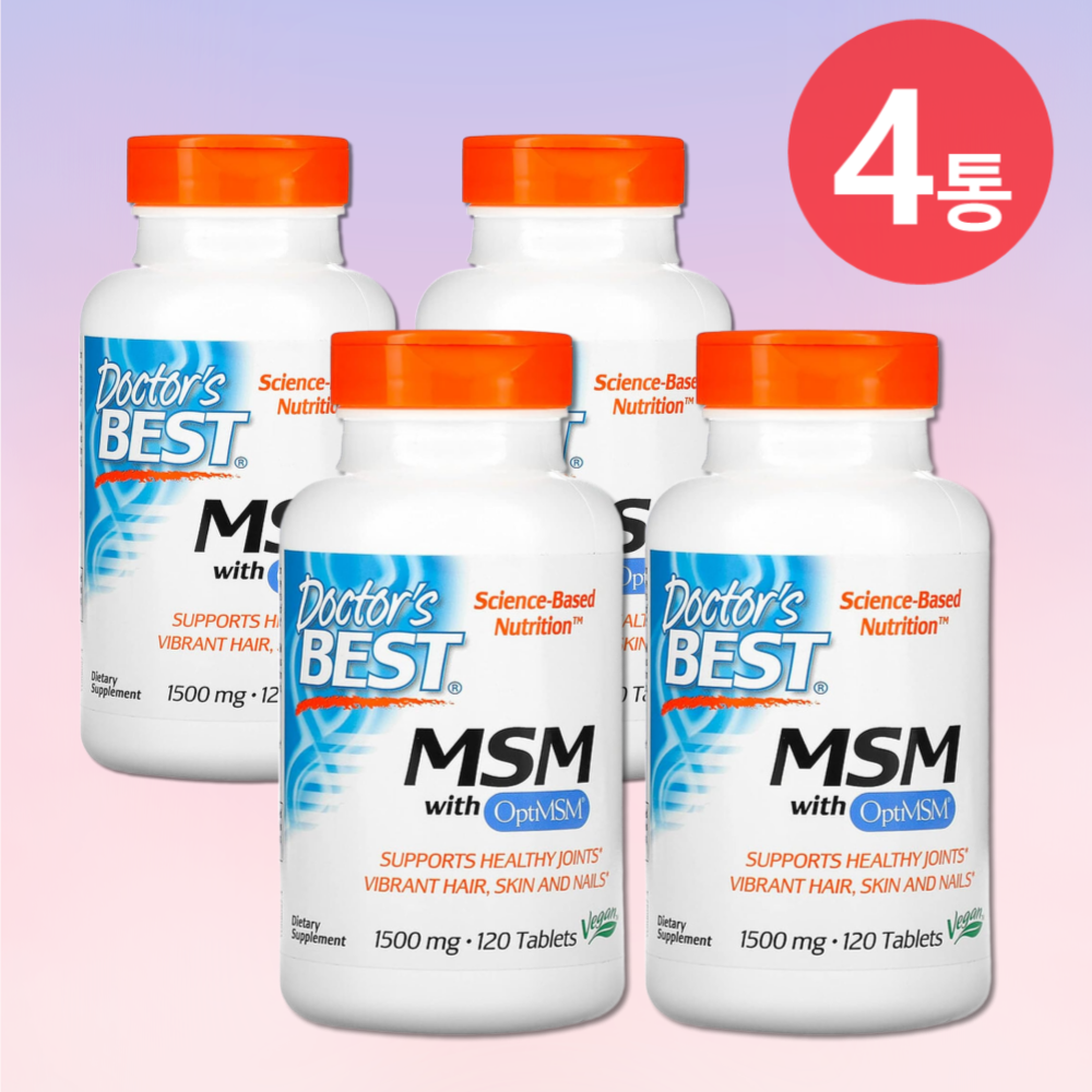 닥터스베스트 Opti MSM 1500 mg 120정 4통 옵티 식용 <b>식이유황</b>