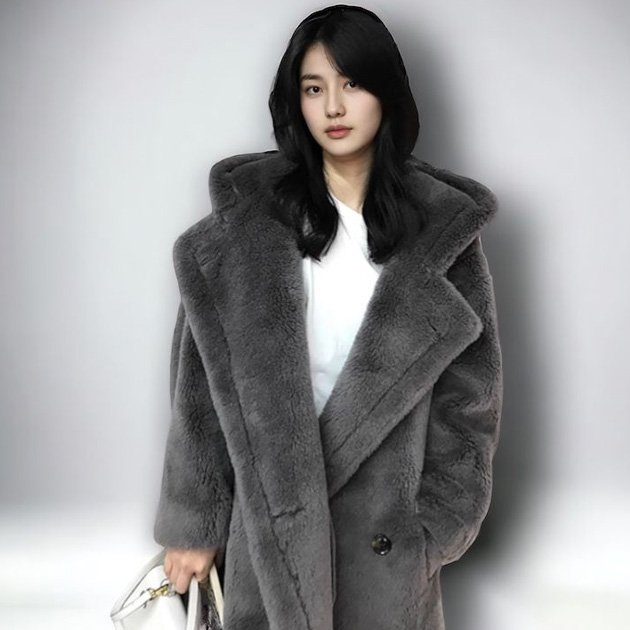 남자 테디베어코트 브라운 롱 무스탕 퍼코트 겨울 아우터 커플룩 판매처 상세 정보 이미지 2