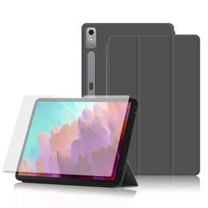 레노버 Y700 샤오신패드 프로 미패드 가죽 케이스 강화유리 세트 그레이, 샤오신패드프로12.7