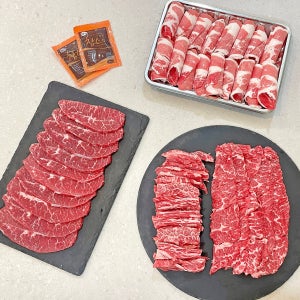 소고기모듬 (갈비살 우삼겹 부채살 등심 치마살 본갈비) 850g 비프포유 소고기세트