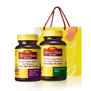 네이처메이드 여성건강 선물세트(포 우먼 & 칼슘 마그네슘 아연 비타민D+쇼핑백), 1개