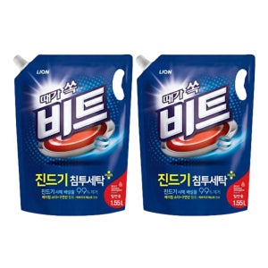 CJ라이온 때가 쏙 비트 1.55L 2개 일반용 세탁세제
