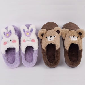 토끼 곰 캐릭터 털실내화 겨울 거실 사무실 털슬리퍼