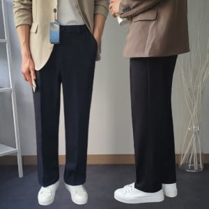 1+1 남자와이드슬랙스 반밴딩슬랙스 10부정장바지 남성가을슬렉스 링클프리팬츠