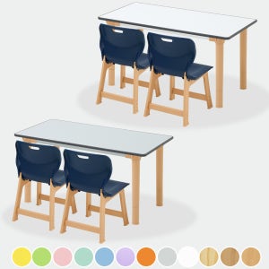 우레탄 책상 의자 2인 세트 학원 학교 돌봄 교실 초등 학생 공부방 책걸상