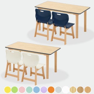 우레탄 책상 의자 2인 세트 학원 학교 돌봄 교실 초등 학생 공부방 책걸상