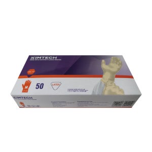 유한킴벌리 킴테크 PFE-Xtra 컴포트 라텍스 글러브 50매 M 중형 손목긴 미끄럼방지 다용도 식품용 장갑