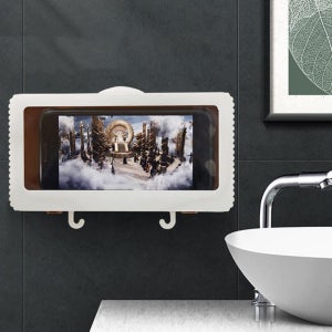 화장실 핸드폰 무타공 방수 기본 작업 튼튼한 거치대 욕실 베이직 심플 사무용 접착식 방수케이스