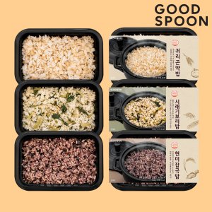 굿스푼 저당 간편식 즉석밥 3종 12팩 귀리 현미 시래기보리밥 곤약밥 칼로리 관리 150g