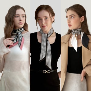 [엘르] 실크 100 방도 스키니 스카프 택1