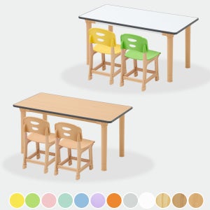 우레탄 유아 2인세트 / 미술학원, 영어학원, 미취학아동 책상세트