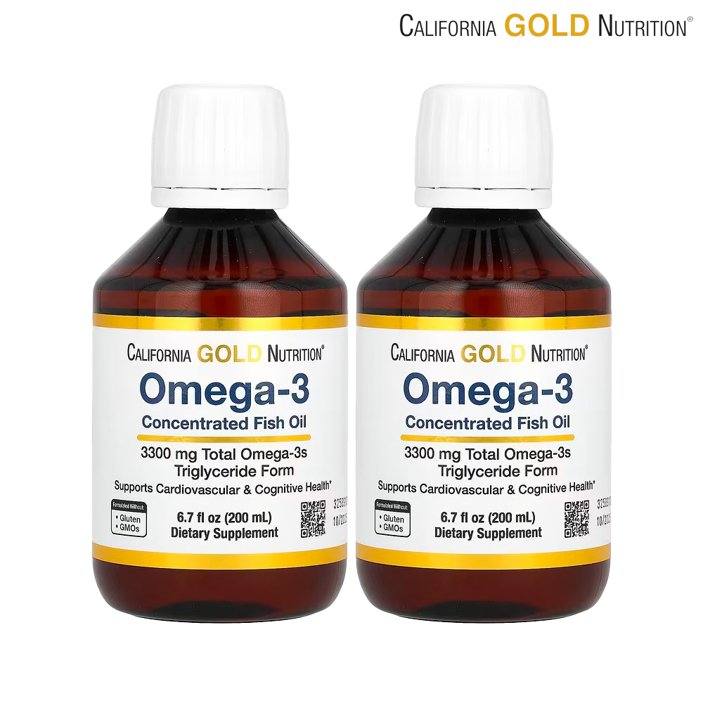 캘리포니아골드뉴트리션 노르웨이 엑스트라 스트렝스 <b>오메가</b>3 <b>피쉬</b>오일 레몬향 200ml 2개