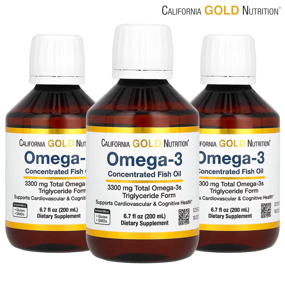 캘리포니아골드뉴트리션 노르웨이 엑스트라 스트렝스 <b>오메가</b>3 <b>피쉬</b>오일 레몬향 200ml 3개
