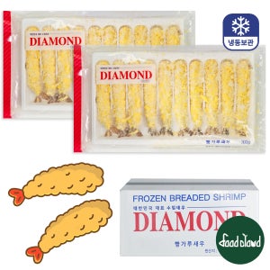 [BOX] 다이아몬드 빵가루 새우튀김 노란색mix 300g [ 30g x10 ] x 20개