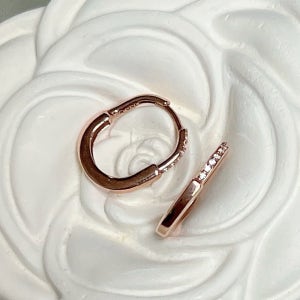 14k 18k 볼륨 라운드 큐빅 원터치 여자귀걸이